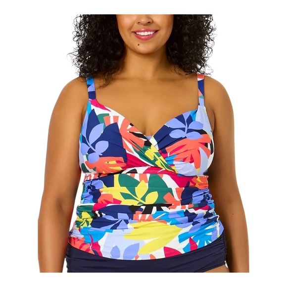 Anne Cole Other - Anne Cole Women's Tropical Leaf Print Swim Tankini Top Plus Size 24W